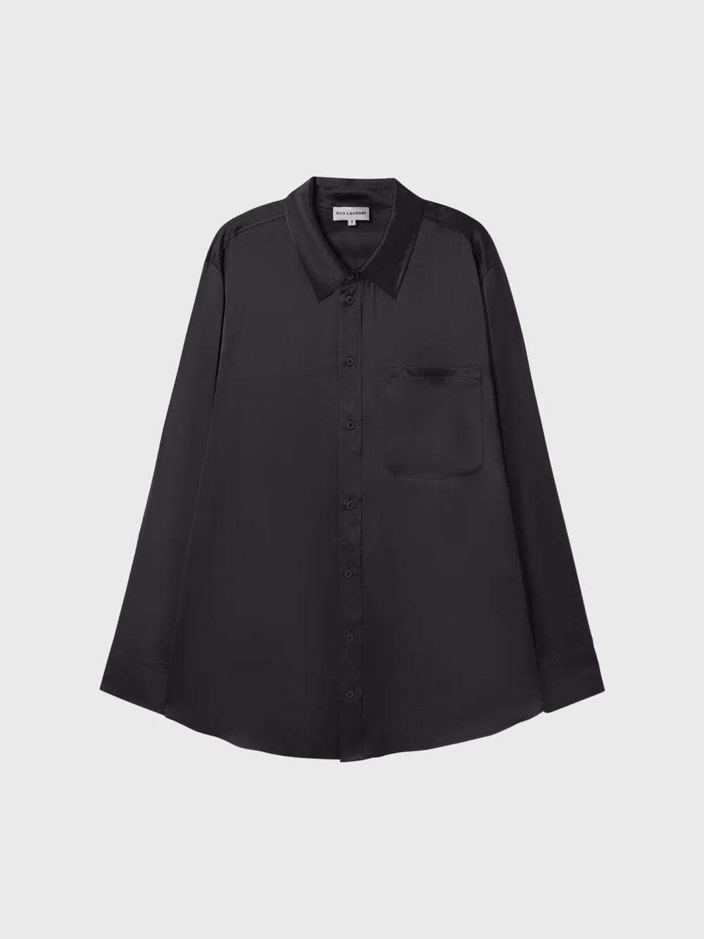 Silk Black Silk Button-Up Shirt